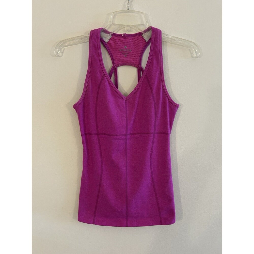 Athleta Equator Racerback Tank Top Pink Fuchsia Built-in Shelf Bra Size XS